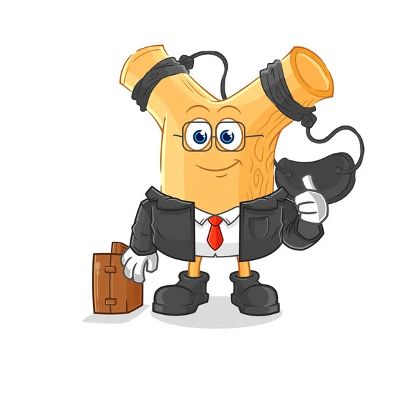 Slingshot Office Worker Mascot Cartoon Vecto — Stockový vektor