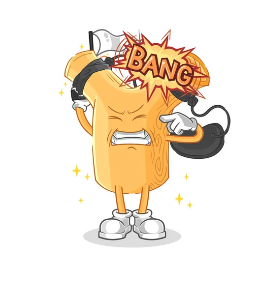 Slingshot Warning Shot Mascot Cartoon Vecto — Stock Vector
