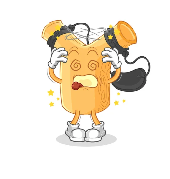 Slingshot Dizzy Head Mascot Cartoon Vecto — Stock vektor