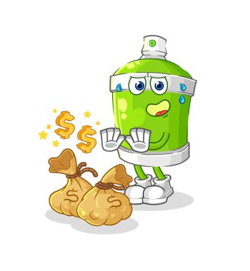 the spray paint refuse money illustration. character vecto