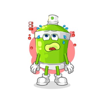 the spray paint low battery mascot. cartoon vecto