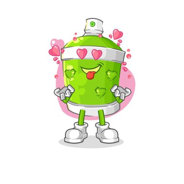 the spray paint fallin love vector. cartoon characte