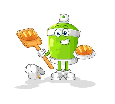 the spray paint baker with bread. cartoon mascot vecto
