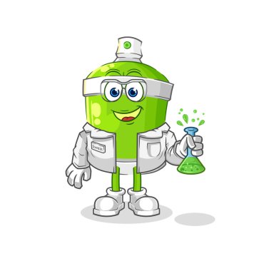 the spray paint scientist character. cartoon mascot vecto
