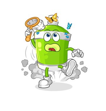 the spray paint catch butterfly illustration. character vecto