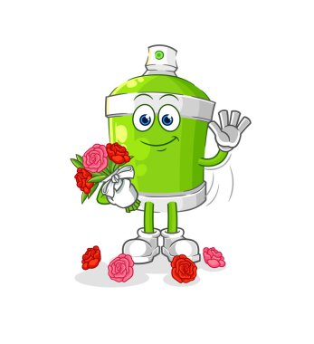 the spray paint with bouquet mascot. cartoon vecto