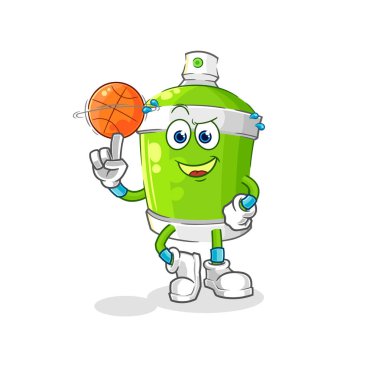 the spray paint playing basket ball mascot. cartoon vecto
