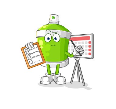 the spray paint schedule list vector. cartoon characte