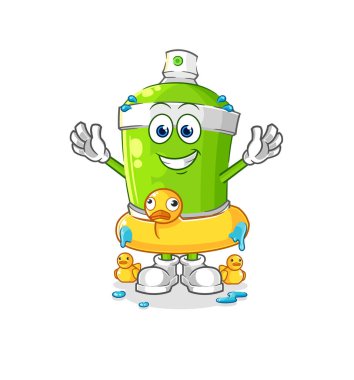 the spray paint with duck buoy cartoon. cartoon mascot vecto