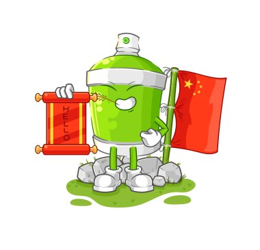 the spray paint chinese cartoon. cartoon mascot vecto