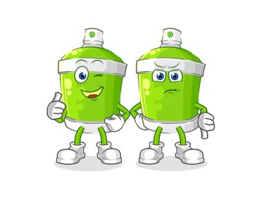 the spray paint thumbs up and thumbs down. cartoon mascot vecto