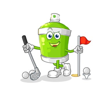 the spray paint playing golf vector. cartoon characte
