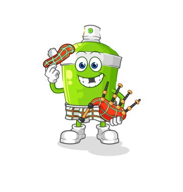 the spray paint scottish with bagpipes vector. cartoon characte