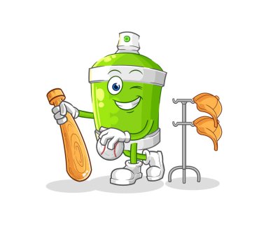 the spray paint playing baseball mascot. cartoon vecto