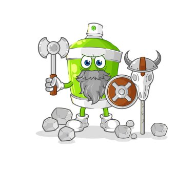 the spray paint viking with an ax illustration. character vecto