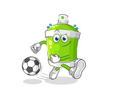 the spray paint kicking the ball cartoon. cartoon mascot vecto