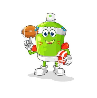 the spray paint playing rugby character. cartoon mascot vecto