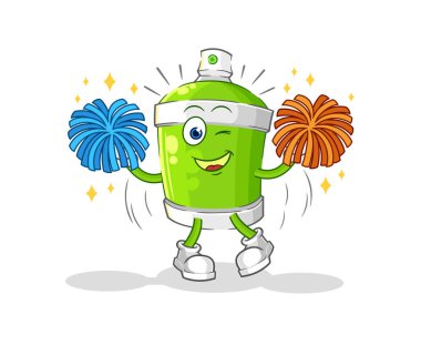 the spray paint cheerleader cartoon. cartoon mascot vecto