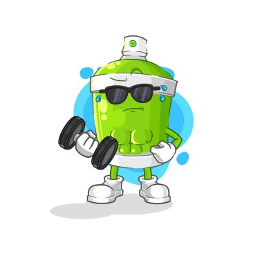 the spray paint lifting dumbbell vector. cartoon characte