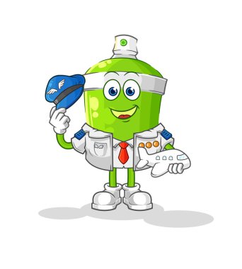 the spray paint pilot mascot. cartoon vecto