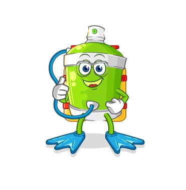 the spray paint diver cartoon. cartoon mascot vecto