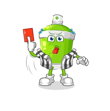 the spray paint referee with red card illustration. character vecto