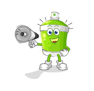the spray paint holding hand loudspeakers vector. cartoon characte