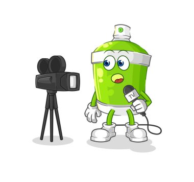 the spray paint tv reporter cartoon. cartoon mascot vecto