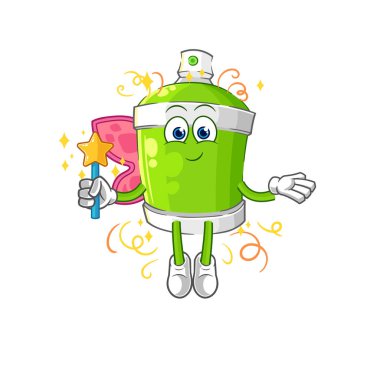 the spray paint fairy with wings and stick. cartoon mascot vecto