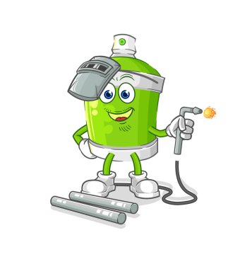 the spray paint welder mascot. cartoon vecto