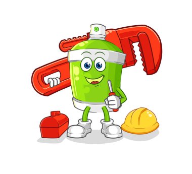 the spray paint plumber cartoon. cartoon mascot vecto
