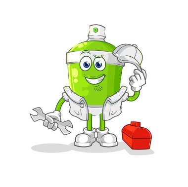 the spray paint mechanic cartoon. cartoon mascot vecto