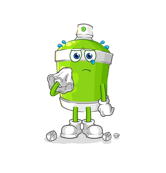 Spray Paint Cry Tissue Cartoon Mascot Vecto — Stock Vector
