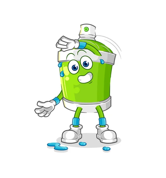 Spray Paint Stretching Character Cartoon Mascot Vecto — Stock vektor