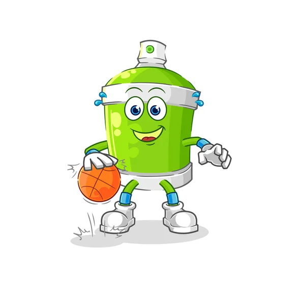 Spray Paint Dribble Basketball Character Cartoon Mascot Vecto — Stock vektor