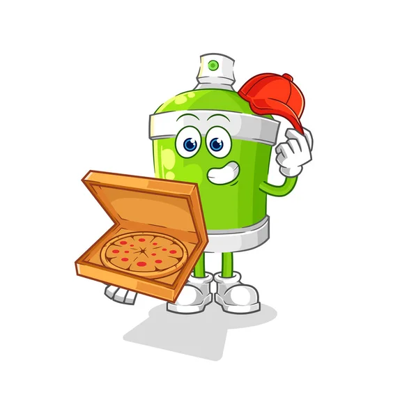 Spray Paint Pizza Delivery Boy Vector Cartoon Characte — Stock Vector
