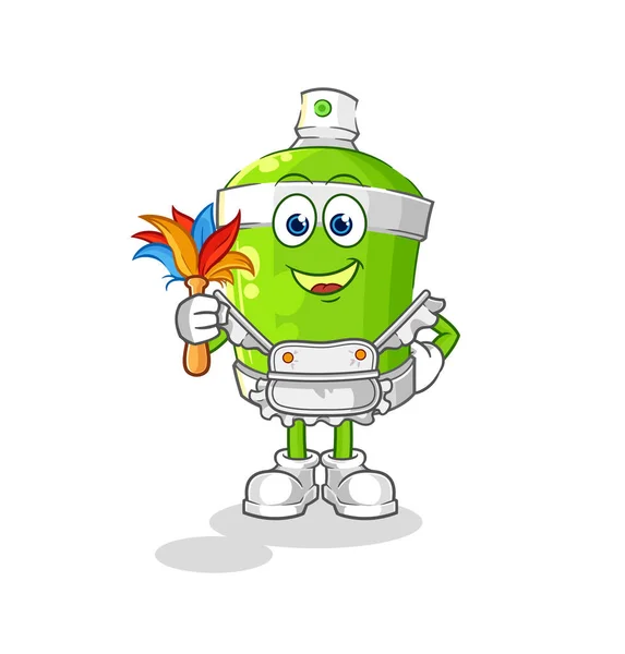 Spray Paint Maid Mascot Cartoon Vecto — Stock Vector