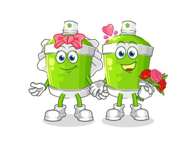 the spray paint wedding cartoon. cartoon mascot vecto
