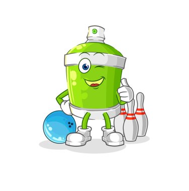 the spray paint play bowling illustration. character vecto