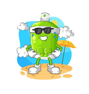 the spray paint sunbathing in summer. character vecto