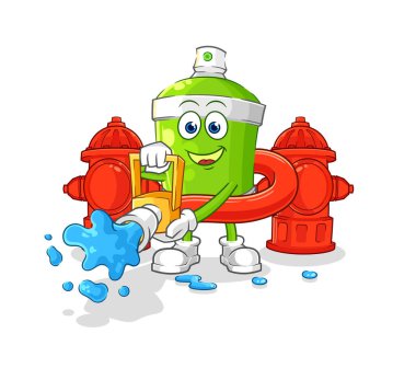the spray paint firefighter vector. cartoon characte
