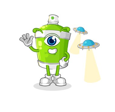 the spray paint alien cartoon mascot vecto