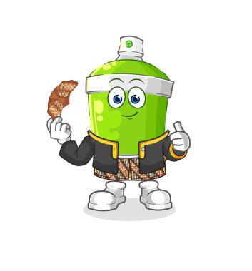 the spray paint Javanese character. cartoon mascot vecto