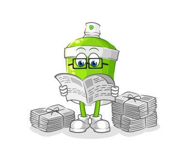 the spray paint read newspaper cartoon. character vecto