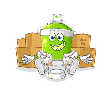 the spray paint homeless character. cartoon mascot vecto