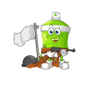 the spray paint army character. cartoon mascot vecto