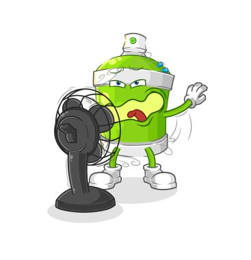 the spray paint with the fan character. cartoon mascot vecto
