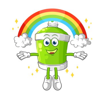 the spray paint with a rainbow. cartoon vecto
