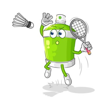 the spray paint smash at badminton cartoon. cartoon mascot vecto