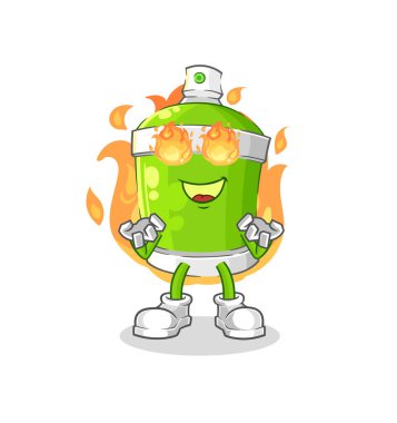the spray paint on fire mascot. cartoon vecto